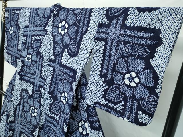 平和屋着物∴極上 夏物 浴衣 有松鳴海絞り 格子花文 綿 逸品 CZAA4316s5