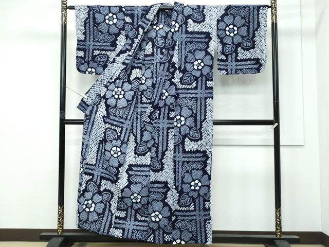 平和屋着物∴極上 夏物 浴衣 有松鳴海絞り 格子花文 綿 逸品 CZAA4316s5
