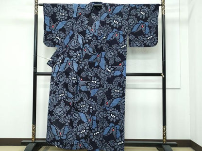 平和屋着物■極上　夏物　浴衣　有松鳴海絞り　花蝶文　綿　逸品　CZAA4319s5