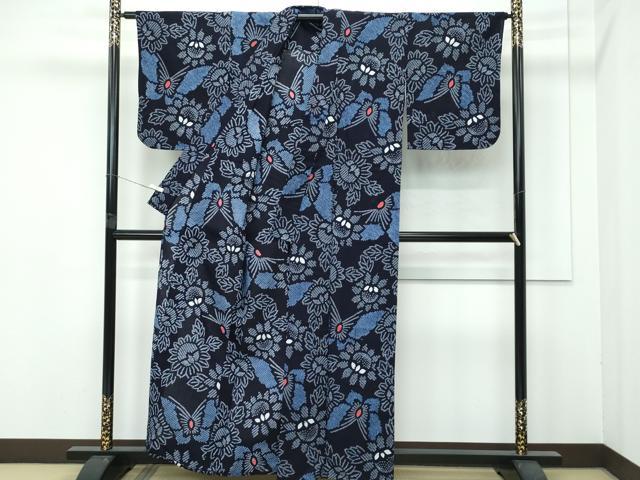 平和屋着物■極上　夏物　浴衣　有松鳴海絞り　花蝶文　綿　逸品　CZAA4319s5
