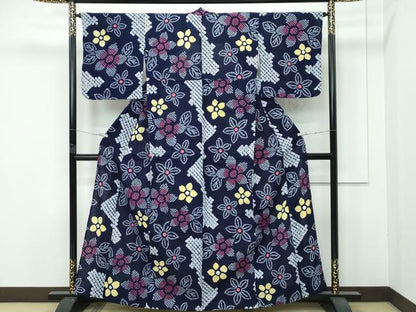 平和屋着物∴極上 夏物 浴衣 有松鳴海絞り 舞花文 綿 逸品 未使用 CZAA4321s5