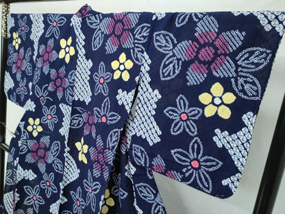 平和屋着物∴極上 夏物 浴衣 有松鳴海絞り 舞花文 綿 逸品 未使用 CZAA4321s5