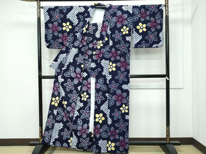平和屋着物∴極上 夏物 浴衣 有松鳴海絞り 舞花文 綿 逸品 未使用 CZAA4321s5