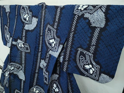 平和屋着物∴極上 夏物 浴衣 有松鳴海絞り 地紙舞蝶文 綿 逸品 CZAA4322s5
