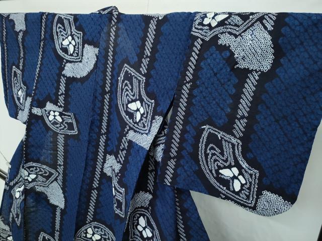 平和屋着物∴極上 夏物 浴衣 有松鳴海絞り 地紙舞蝶文 綿 逸品 CZAA4322s5
