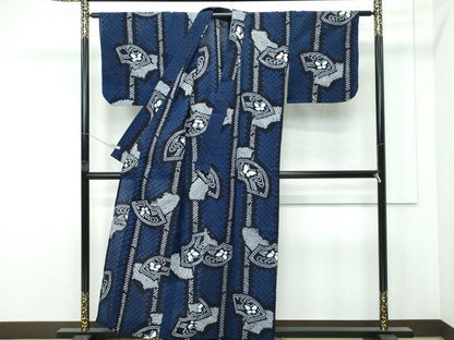 平和屋着物∴極上 夏物 浴衣 有松鳴海絞り 地紙舞蝶文 綿 逸品 CZAA4322s5