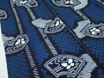 平和屋着物∴極上 夏物 浴衣 有松鳴海絞り 地紙舞蝶文 綿 逸品 CZAA4322s5