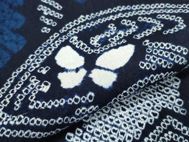 平和屋着物∴極上 夏物 浴衣 有松鳴海絞り 地紙舞蝶文 綿 逸品 CZAA4322s5