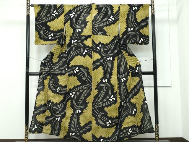 平和屋本店∴極上　夏物　浴衣　有松鳴海絞り　流水文　黒地　綿　逸品　CZAA4323s5 平和屋本店∴極上 夏物 浴衣 有松鳴海絞り 流水文 黒地 綿 逸品 CZAA4323s5