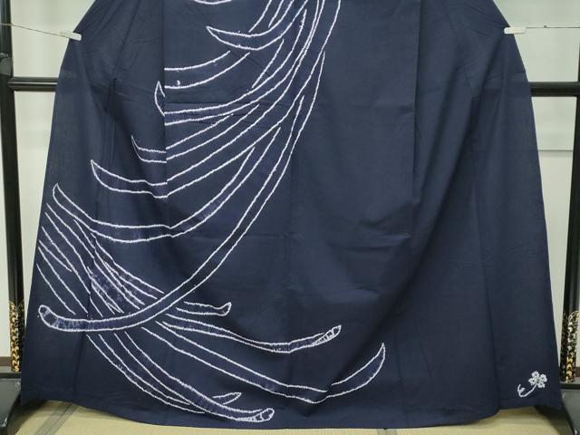 平和屋着物■極上　夏物　浴衣　有松鳴海絞り　訪問着　乱菊　紫黒色地　綿　逸品　CZAA4324s5