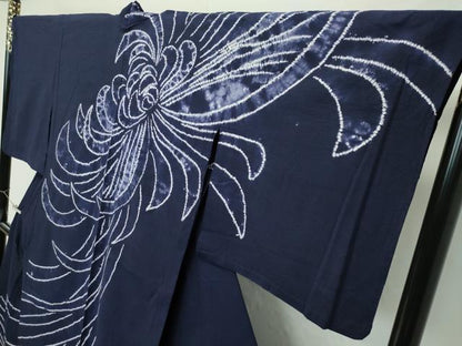 平和屋着物■極上　夏物　浴衣　有松鳴海絞り　訪問着　乱菊　紫黒色地　綿　逸品　CZAA4324s5