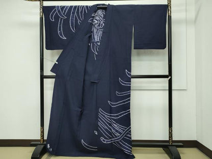 平和屋着物■極上　夏物　浴衣　有松鳴海絞り　訪問着　乱菊　紫黒色地　綿　逸品　CZAA4324s5