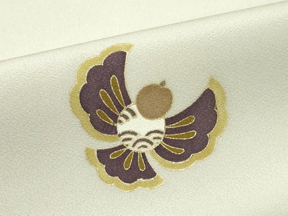 平和屋着物●極上 全通柄袋帯 京香織工房 松竹梅 ふくら雀 金彩 白橡色地 逸品 CZAA4331s5