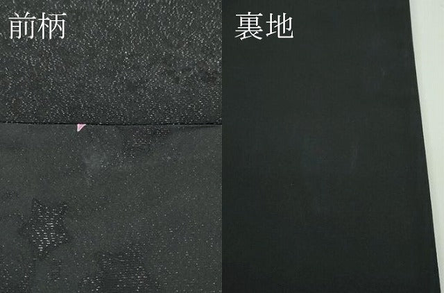 平和屋着物●極上　太鼓柄袋帯　草花文　黒地　銀通し地　逸品　CZAA4357s5