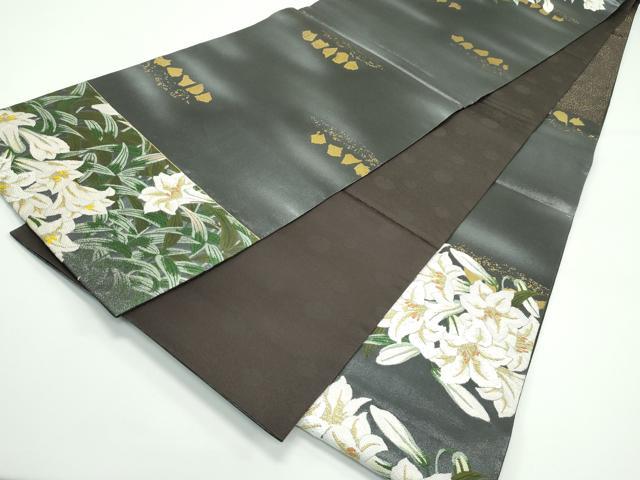 平和屋着物●極上 西陣 浅山織物謹製 六通柄袋帯 唐織 真珠 百合 本金箔 逸品 CZAA4363s5