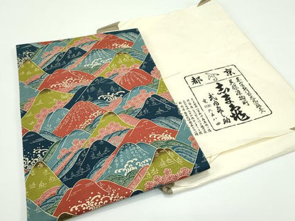 平和屋着物●極上 銀座 志ま亀 全通柄 九寸名古屋帯 紬地 型染め 遠山文 たとう紙付き 逸品 未使用 CZAA4387s5