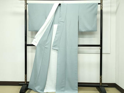 平和屋着物▽極上 洗える最高級着物 ＜英＞はなぶさ謹製 色無地 千草色 単衣 逸品 CZAA4401s6