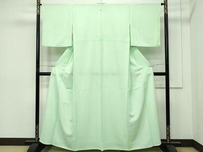 平和屋着物▽極上 洗える最高級着物 ＜英＞はなぶさ謹製 色無地 若葉色 単衣 逸品 CZAA4403s6