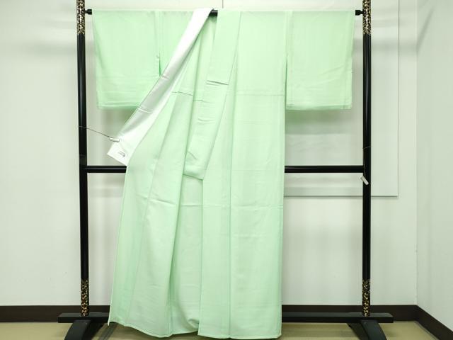 平和屋着物▽極上 洗える最高級着物 ＜英＞はなぶさ謹製 色無地 若葉色 単衣 逸品 CZAA4403s6