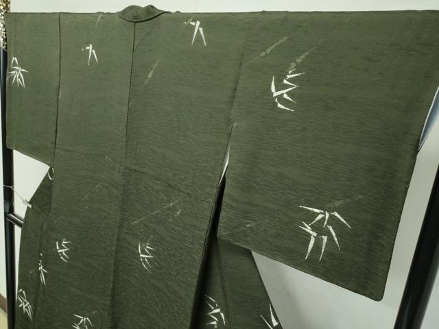 平和屋着物●極上　世界的友禅作家　千地泰弘　千地天女　小紋　笹竹文　藍媚茶色地　逸品　CZAA4408s6