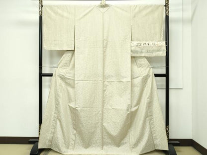 平和屋着物▽極上 米沢 白根沢 涼風 単衣 綟子織 もじり織 トンボ レグホーン色地 証紙付き 逸品 未使用 CZAA4409s6