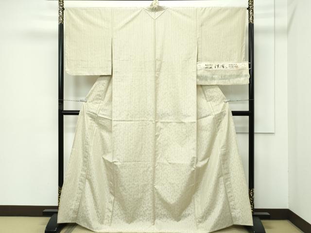 平和屋着物▽極上 米沢 白根沢 涼風 単衣 綟子織 もじり織 トンボ レグホーン色地 証紙付き 逸品 未使用 CZAA4409s6