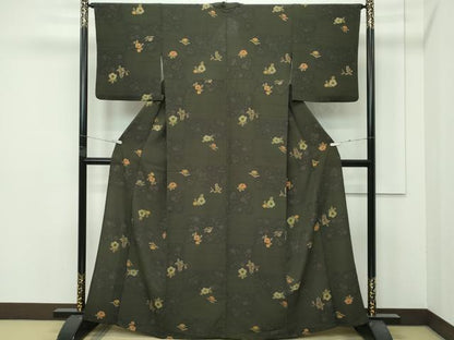 平和屋着物▽極上 洗える最高級着物 ＜英＞はなぶさ謹製 小紋 単衣 草花文 逸品 CZAA4410s6