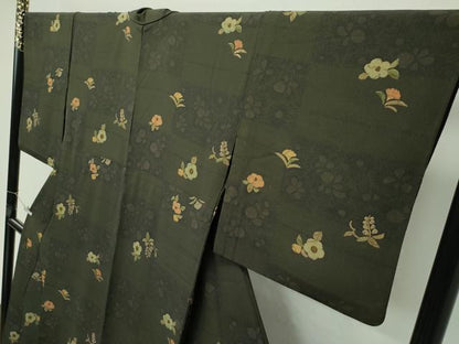 平和屋着物▽極上 洗える最高級着物 ＜英＞はなぶさ謹製 小紋 単衣 草花文 逸品 CZAA4410s6