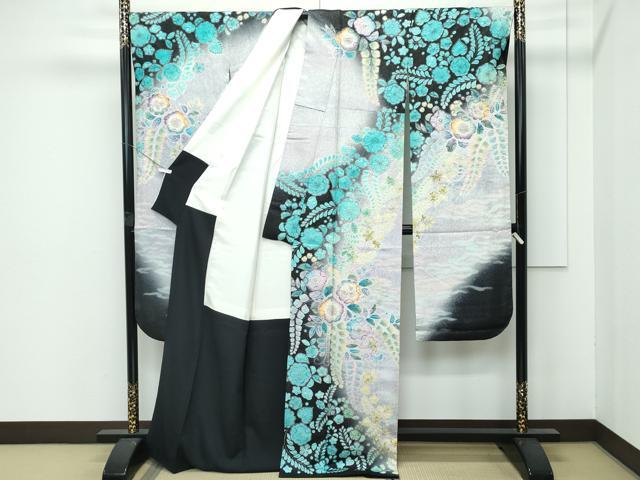 平和屋着物●極上　振袖　作家物　絞り　辻が花　暈し染め　銀通し地　逸品　CZAA4411s6