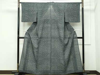平和屋着物＊極上 夏物 東京の老舗呉服問屋 菱一 伝統工芸士 廣瀬雄望 絽 更紗花唐草文 黒緑色地 反端付き 逸品 未使用 CZAA4412s6