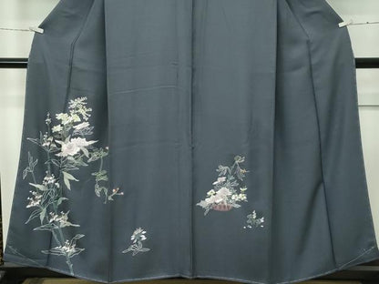 平和屋本店●極上 山口美術織物 皇室 伊勢神宮御用 西陣織 訪問着 総刺繍 相良刺繍 草花文 金糸 藍墨茶色地 逸品 未使用 CZAA4413s6