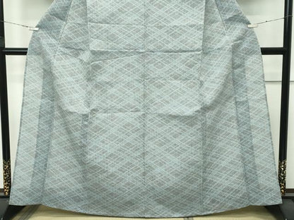 平和屋着物＊極上 夏物 本場小千谷ちぢみ 格子柄 ストーングレイ色地 逸品 CZAA4415s6