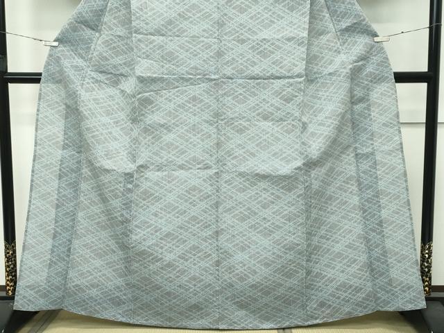 平和屋着物＊極上 夏物 本場小千谷ちぢみ 格子柄 ストーングレイ色地 逸品 CZAA4415s6