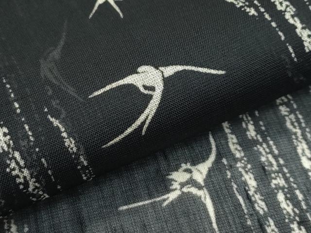 平和屋着物＊極上 夏物 絹芭蕉 燕 黒地 逸品 CZAA4419s6
