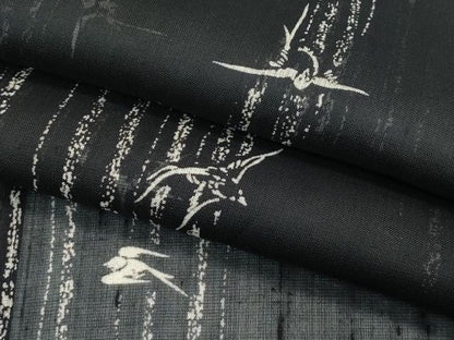平和屋着物＊極上 夏物 絹芭蕉 燕 黒地 逸品 CZAA4419s6