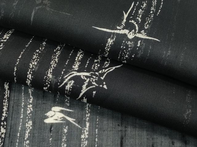 平和屋着物＊極上 夏物 絹芭蕉 燕 黒地 逸品 CZAA4419s6