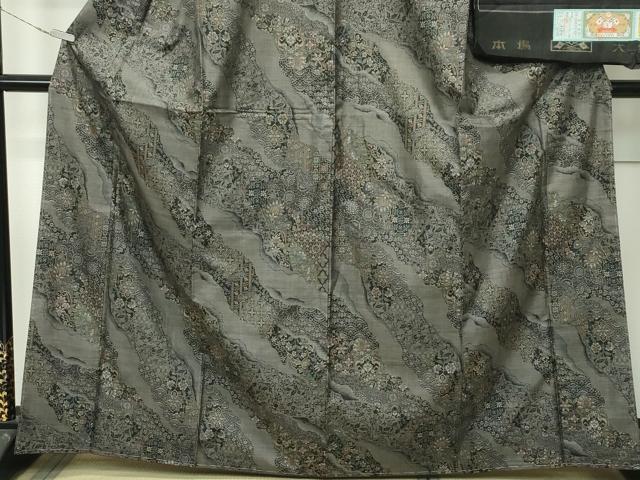 平和屋本店●極上 白泥染の第一人者・絣の魔術師 恵積五郎 本場大島紬 恵大島織物謹製 精恵絣 更紗花文 証紙付き 逸品 未使用 CZAA4420s6