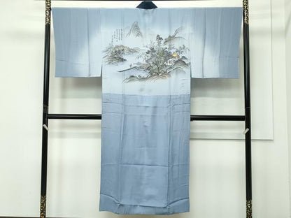 平和屋着物●極上 男性 紬 アンサンブル・長襦袢セット 色無地 錆鉄御納戸色 逸品 未使用 CZAA4421s6