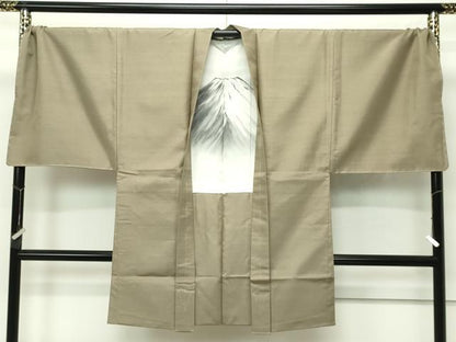 平和屋本店■極上　男性　紬・羽織セット　キングサイズ　着物：海松茶色　羽織：利休色　逸品　未使用　CZAA4423s6
