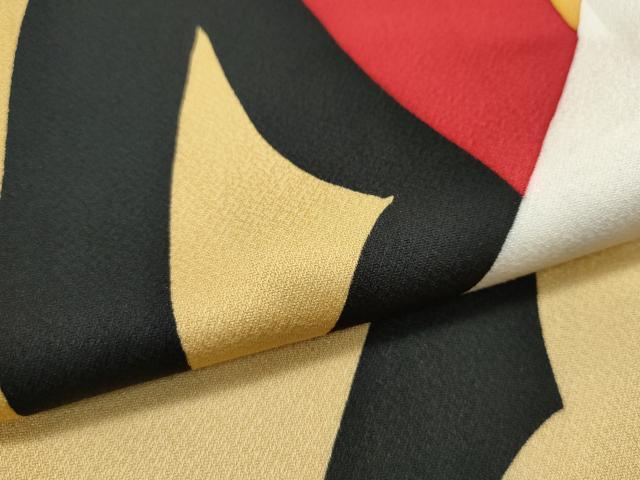 平和屋本店●極上　振袖　草花シルエット　黒地　逸品　CZAA4425s6