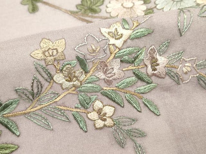 平和屋着物＊極上 夏物 訪問着 総刺繍 枝花文 暈し染め 金糸 空五倍子色地 逸品 未使用 CZAA4426s6