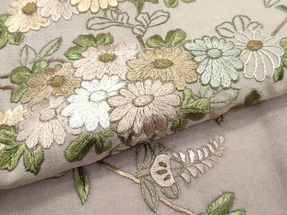 平和屋着物＊極上 夏物 訪問着 総刺繍 枝花文 暈し染め 金糸 空五倍子色地 逸品 未使用 CZAA4426s6