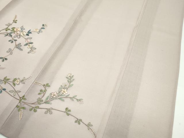 平和屋着物＊極上 夏物 訪問着 総刺繍 枝花文 暈し染め 金糸 空五倍子色地 逸品 未使用 CZAA4426s6