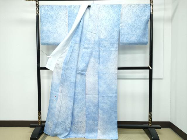 平和屋本店●極上 夏物 吉乃一廉 幻の辻が花 小紋・長襦袢セット 更紗唐草紋紗 暈し染め 東レシルック 反端付き 逸品 未使用 CZAA4428s6