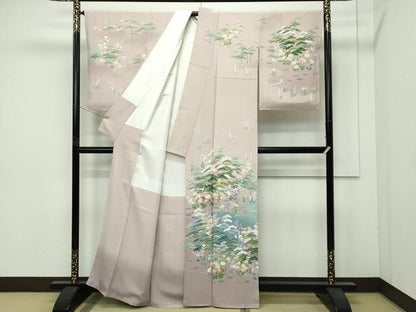 平和屋着物●極上　十日町友禅作家　一梗　訪問着　風景文　暈し染め　白茶色地　逸品　未使用　CZAA4429s6