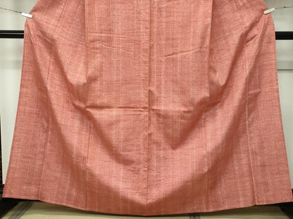 平和屋着物▽極上 竺仙 紬 単衣 赭色 反端付き 逸品 CZAA4430s6
