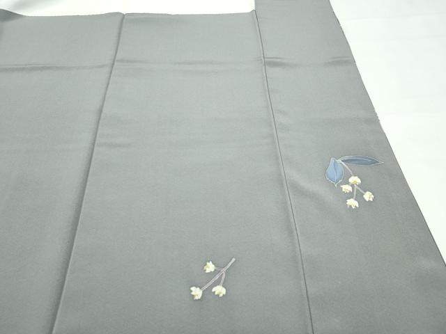 平和屋着物●極上　本加賀友禅作家　魚津誠　訪問着　枝花文　暈し染め　灰汁色地　逸品　CZAA4431s6