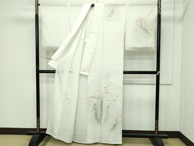 平和屋着物＊極上 夏物 訪問着・長襦袢セット 絽 秋草文 暈し染め 砂色地 逸品 未使用 CZAA4434s6