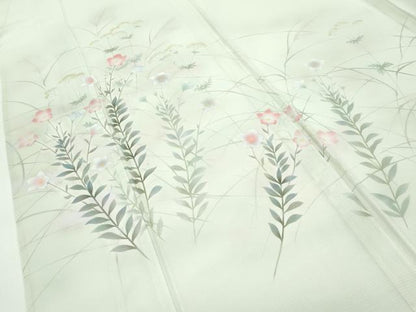 平和屋着物＊極上 夏物 訪問着・長襦袢セット 絽 秋草文 暈し染め 砂色地 逸品 未使用 CZAA4434s6