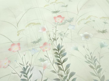 平和屋着物＊極上 夏物 訪問着・長襦袢セット 絽 秋草文 暈し染め 砂色地 逸品 未使用 CZAA4434s6